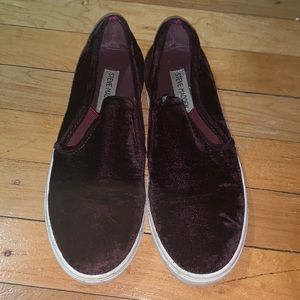 Steve Madden Maroon Velour Slip Ons